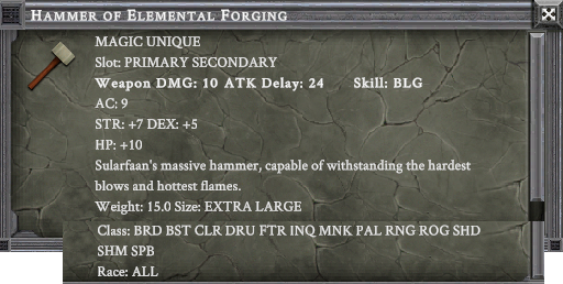 HAMMER OF ELEMENTAL FORGING item card